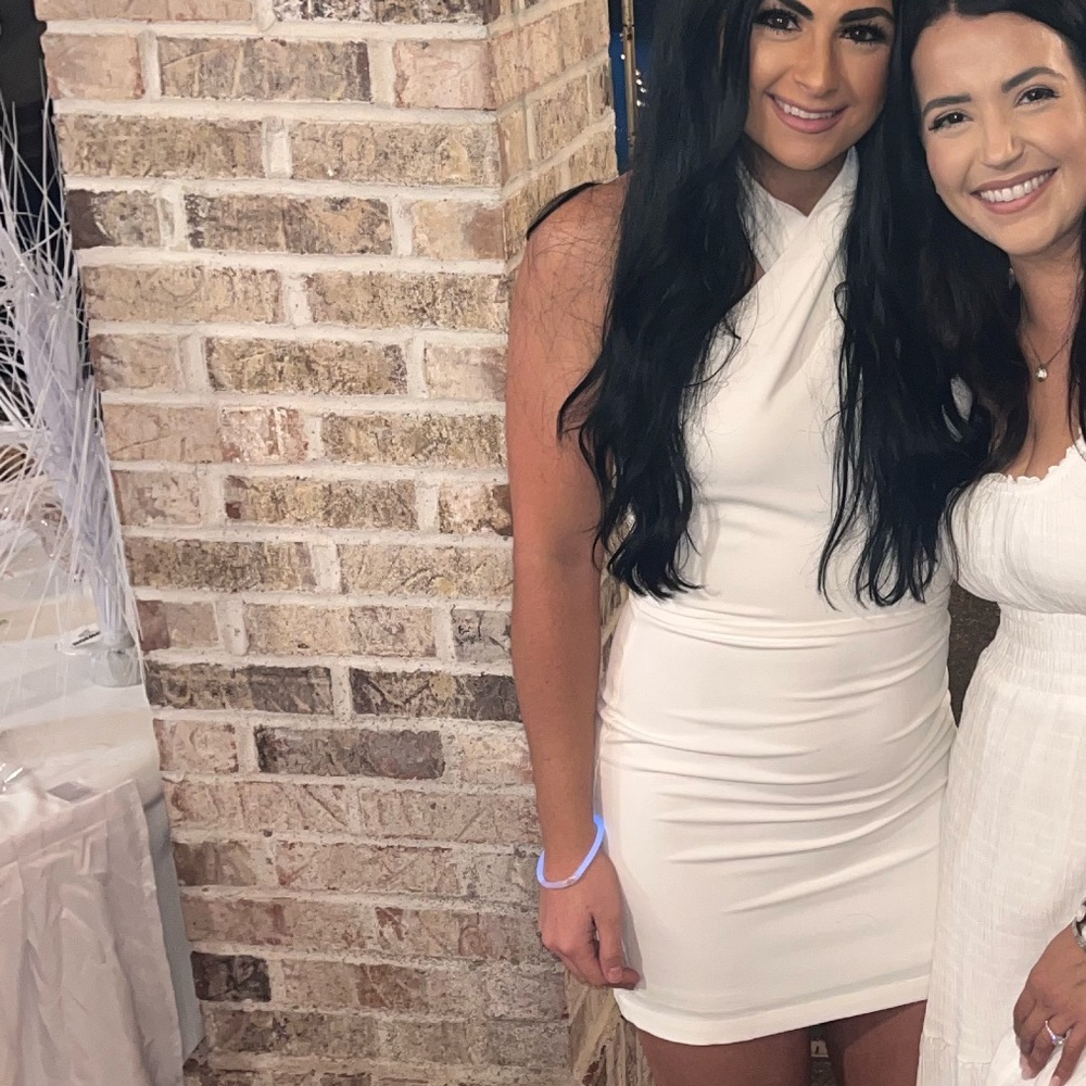 White Halter Neck Cocktail Dress